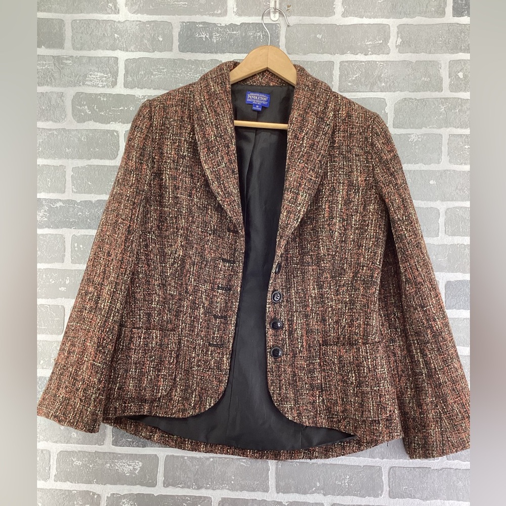 Pendleton Brown Multicolor Tweed Blazer Jacket Si… - image 1